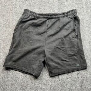 Alo Yoga Shorts Mens Medium Gray Sweat Organic Cotton Raw Hem Air Land Ocean